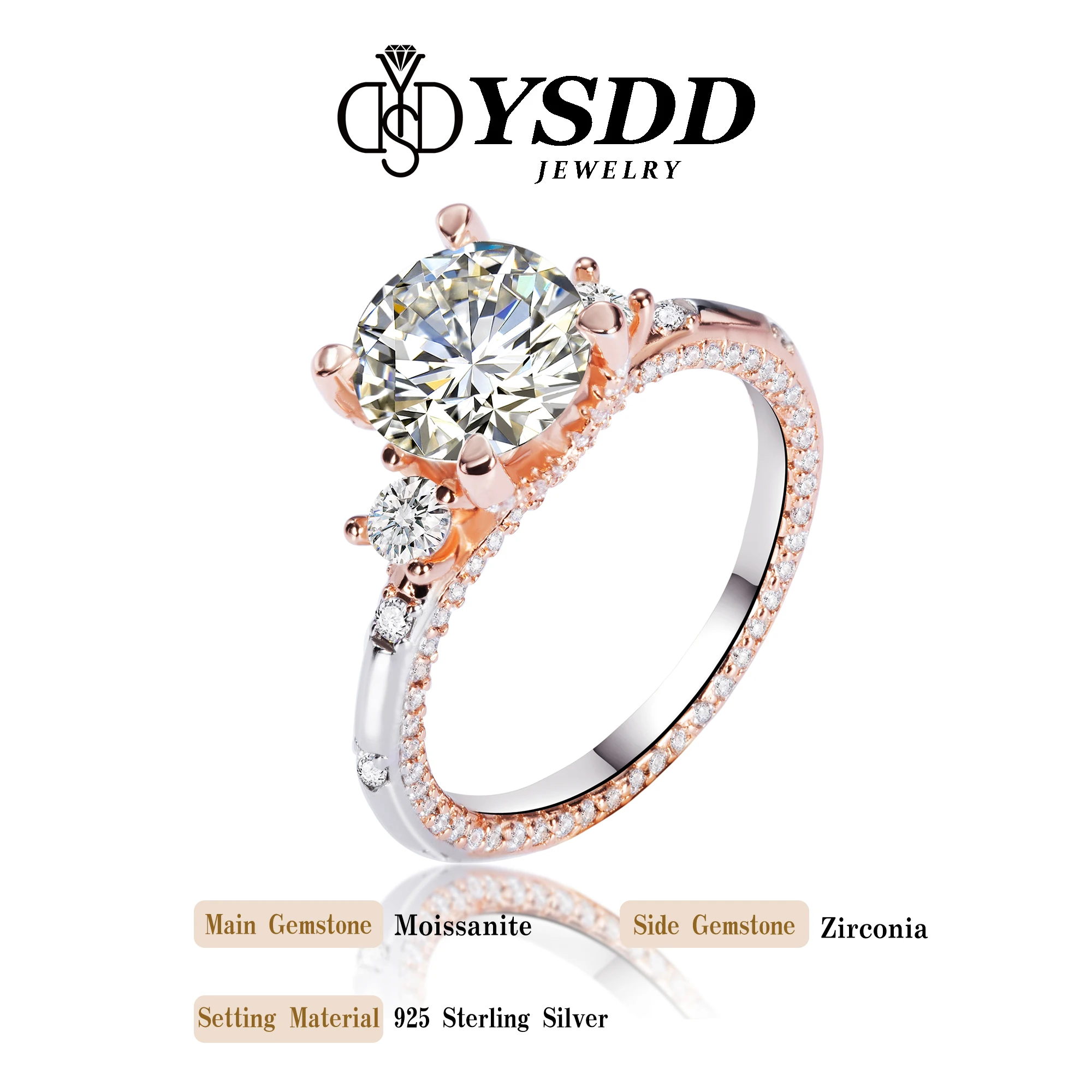 #18 YSDD Certified 1CT 2CT Radiation Cut Moissanite Engagement Ring D Color VVS1 Diamond Proposal 925 sterling silver Ring Gift