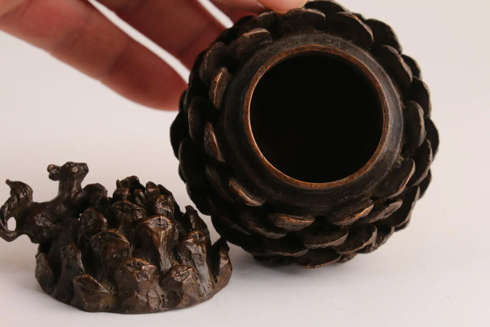 red copper squirrel pine cone statue collection table decor Incense Burners