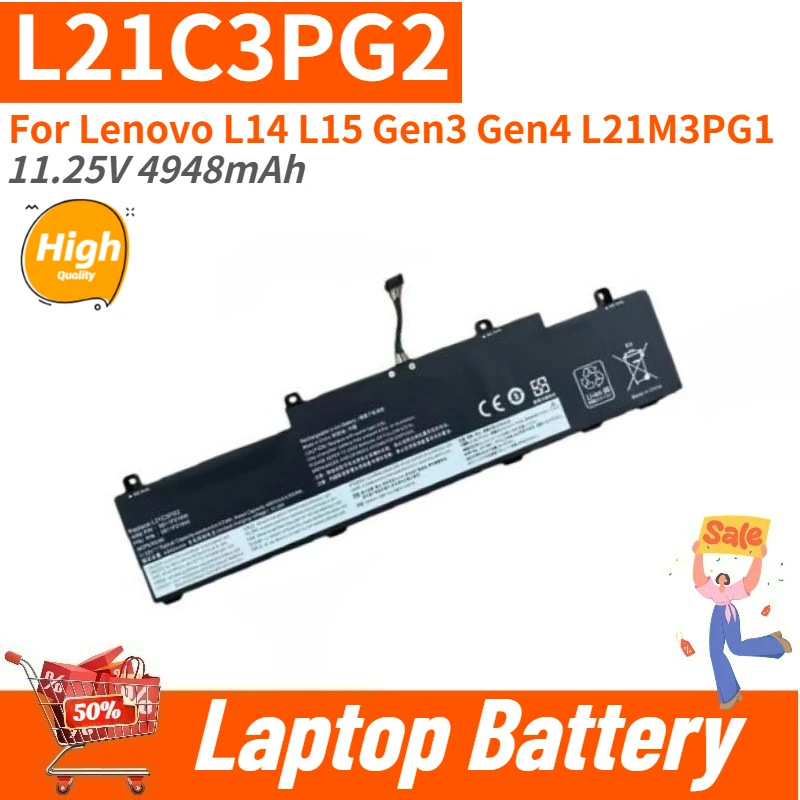 

L21C3PG2 High Quality Laptop Battery 11.25V 4948mAh For Lenovo L14 L15 Gen3 Gen4 L21M3PG1 Brand New Replacement Battery