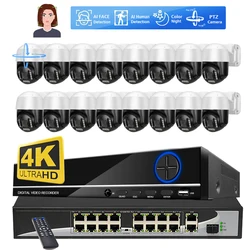 H.265 16CH 4K PTZ Control Security Camera System Outdoor 8MP Face Detection Two Way Audio POE CCTV Video Surveillance Kit XMEYE