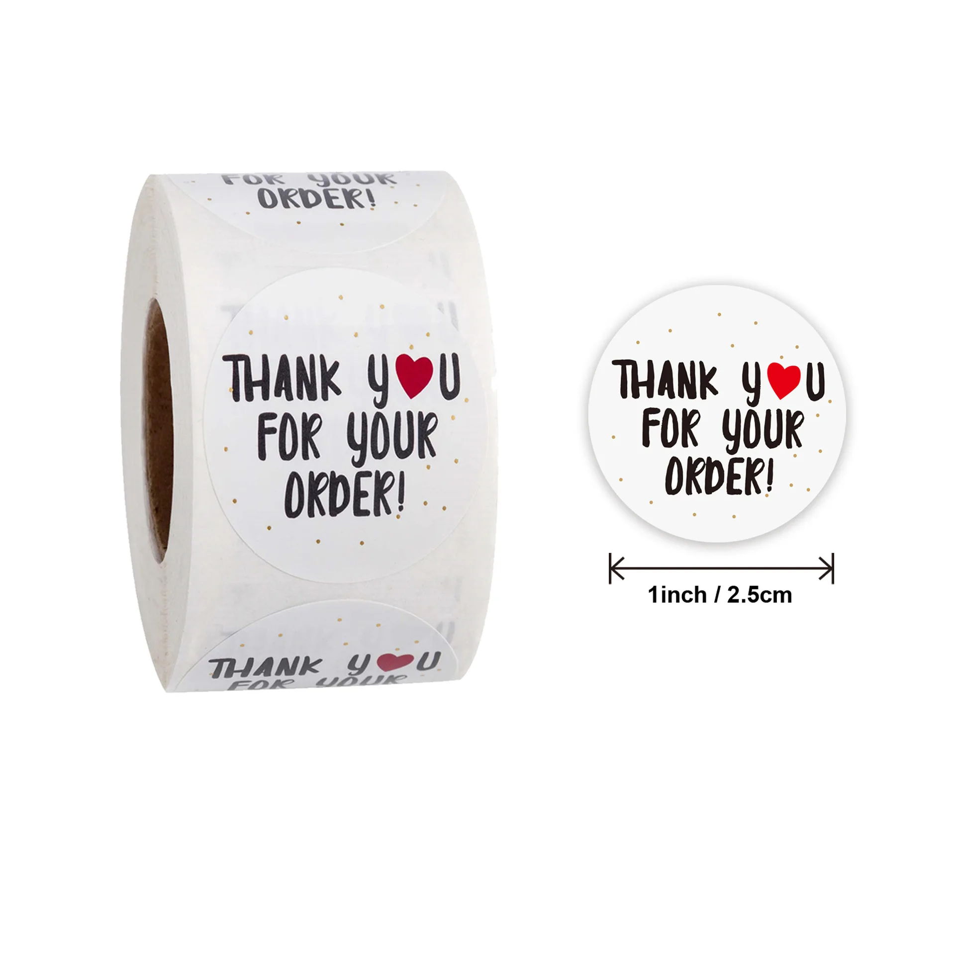 500Pcs/Roll Round Thank You for Your Order Heart Sticker Handmade Seal Labels Scrapbooking Decor Stickers Roll, Envelope Seals L