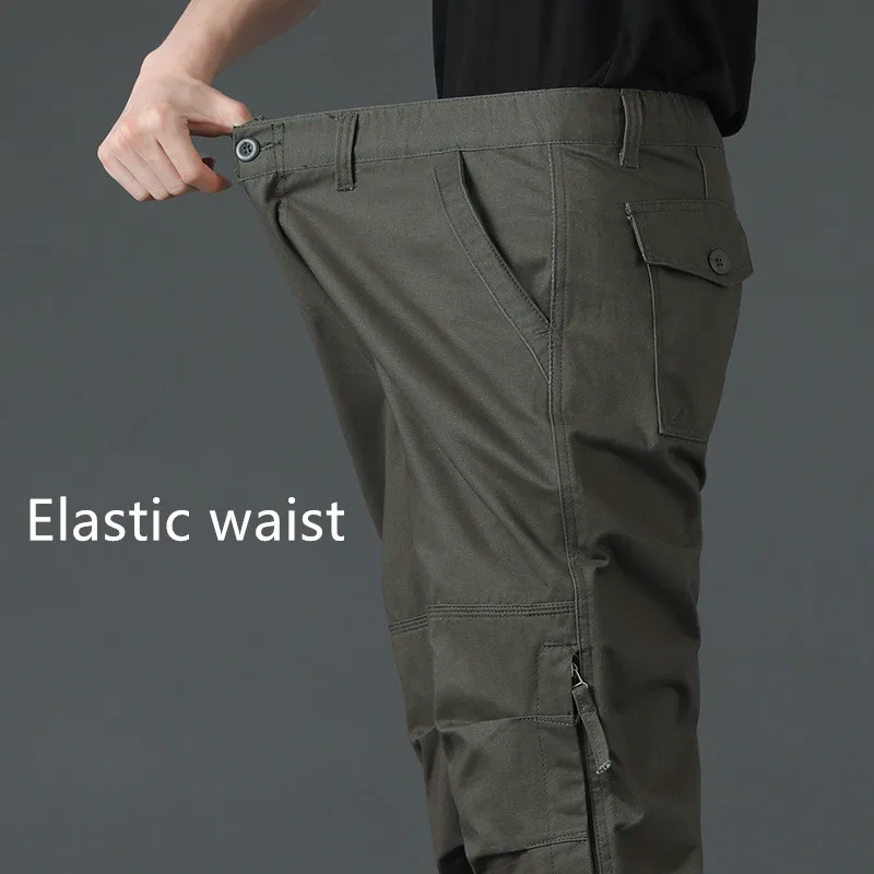 Spring Autumn Cargo Pants Overalls Men's Cotton Loose Casual Pants Multi-pocket Wear-resistant Trousers Plus Size XXXXL Bottoms