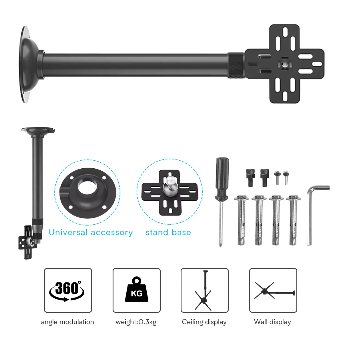 

3D Hologram Projector Fan Stand Universal Hook Steel Bracket Use for 40-60cm 3D Fan Adjustable Ceiling Fan Stand Bracket