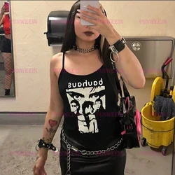 Harajuku Goth Graphic Black Rock hiphop Streetwear Crop Top Aesthetics Tank Top Vintage Punk Grunge Corset Baby Tees Y2k Clothes