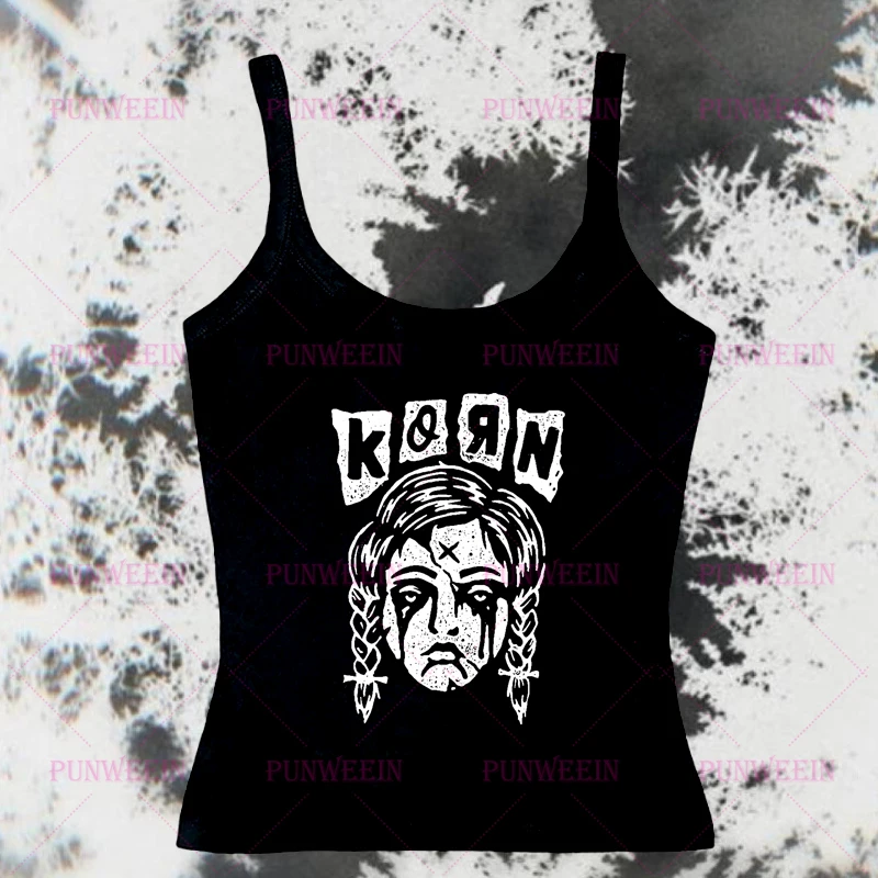 Y2k Girls Graphic Print Clothes Harajuku Vintage band Punk Goth Camisole Top Grunge Baby Tee dark Emo girl Tank Top Crop Top﻿﻿﻿