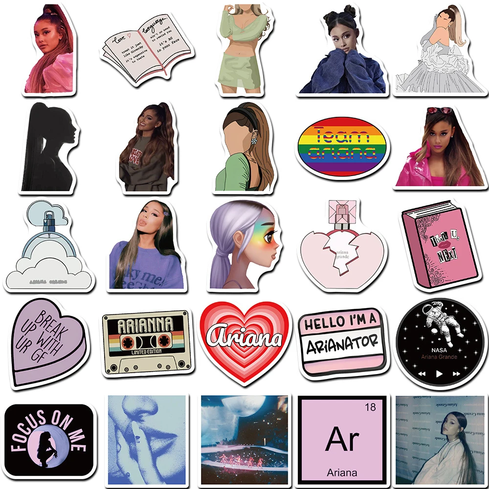 

10/30/50PCS Ariana Grande Star Singer Stickers Cartoon Decals Decoration DIY Phone Notebook Suitcase Waterproof Graffiti Sticker