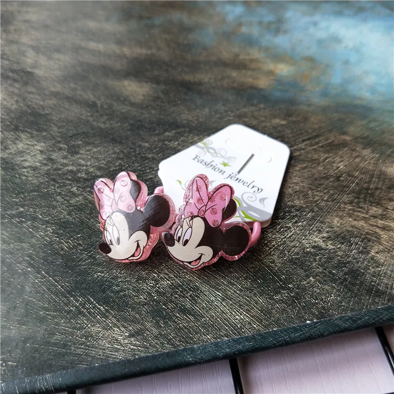 Disney Anime Mickey Mouse Hair Rope Kawaii Minnie Mouse Girl Hair Rope Cartoon Princess Hair Accessories Children Gifts