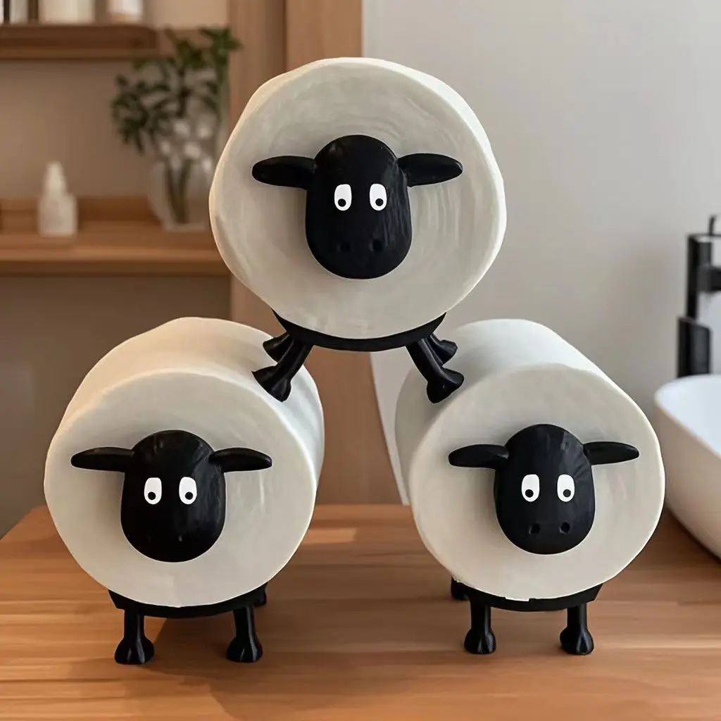 

Cute cartoon lamb paper towel holder living room dining table kitchen bedroom table ornaments kitchen roll paper tube