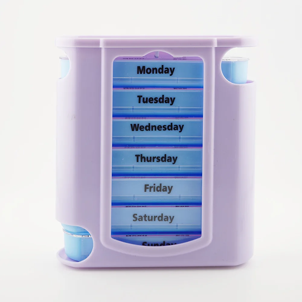

Medicine Storage Box Best-selling Pull-out Blue And White With 7 Days And 28 Compartments, Portable