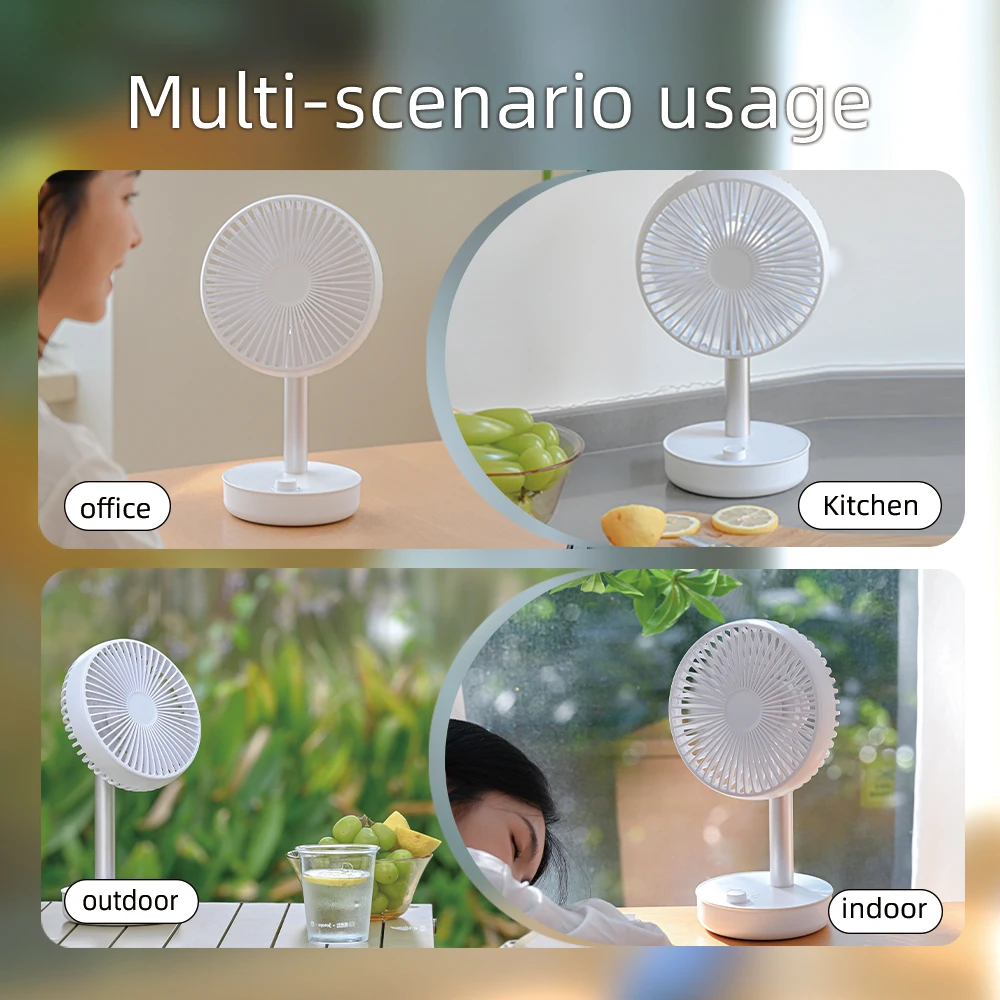 New Arrival Portable Charging Battery Rechargeable Table Fan With Night Light Custom Logo USB Cooling Small Desktop Fan