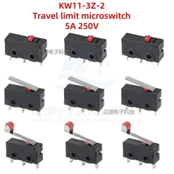 10pcs KW11-3Z-2  Micro Switch 2/3Pin NO/NC Mini Limit Switch 5A 250VAC KW11-3Z Roller Arc lever Snap Action Push Micro switches