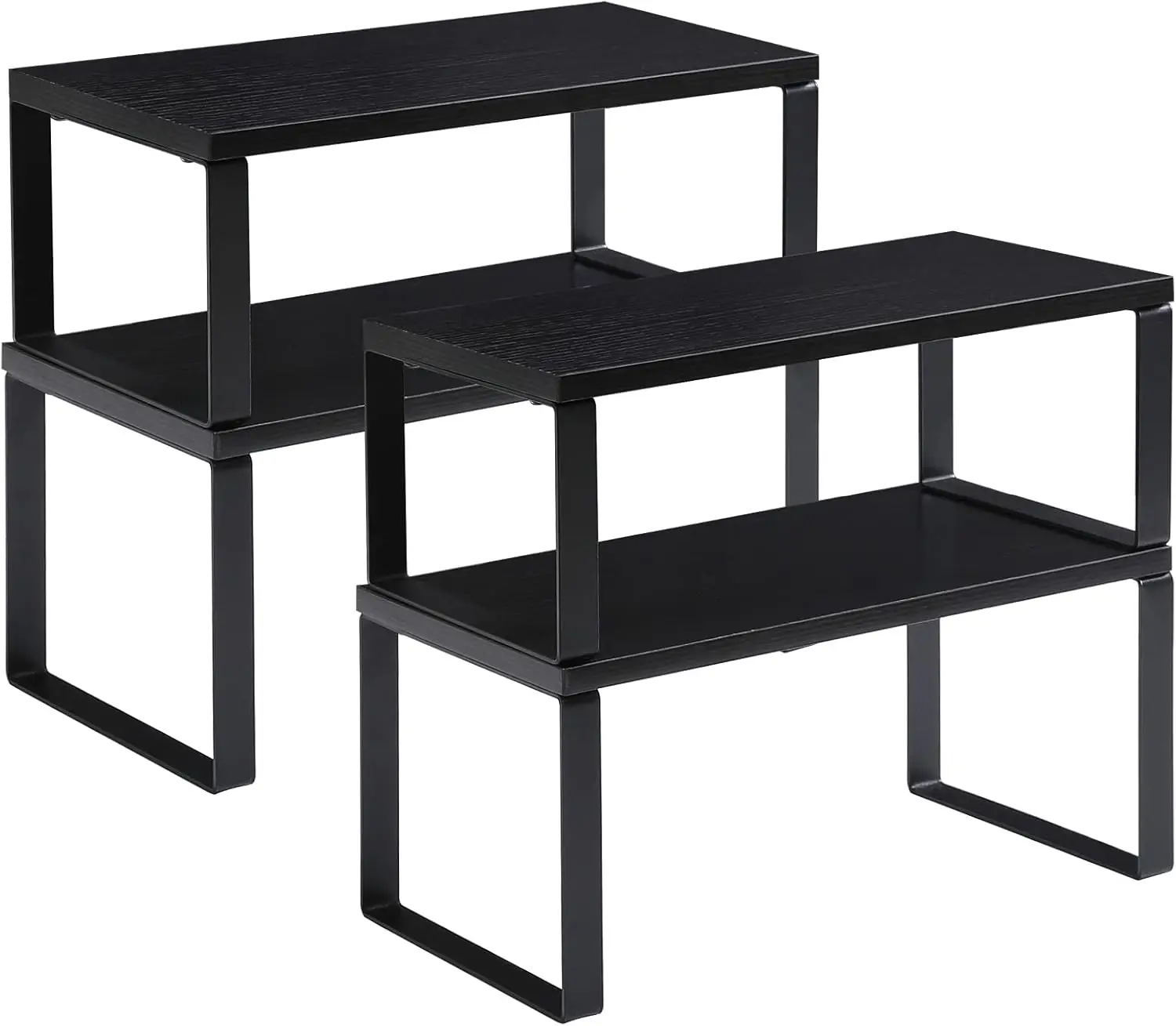 

Cabinet Shelf Organizer, Spice Racks Set of 4, Kitchen Counter Shelves, Stackable, Wood, Cupboard Organizer for Dishes,