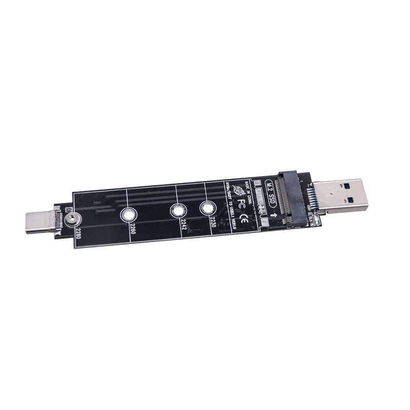 RTL9210B Chip B+M/M Key Dual Protocol M2 SSD Adapter for M.2 SATA Protocol SSD NVME SSD 10Gbps USB 3.2 GEN2 USB-A + Type C Riser