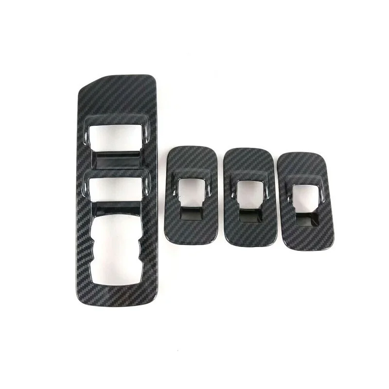 Car Window Lift Switch Button Cover Trim Stickers for Ford F150 F-150 2015-2020 Carbon Pattern Interior Door Armrest Panel Frame