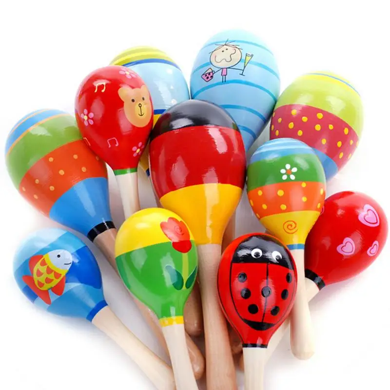 Sonajeros de mano Maraca de madera para bebé, recuerdo de fiesta Musical para niño, coctelera para bebé, instrumento Musical de percusión, novedad de 2022