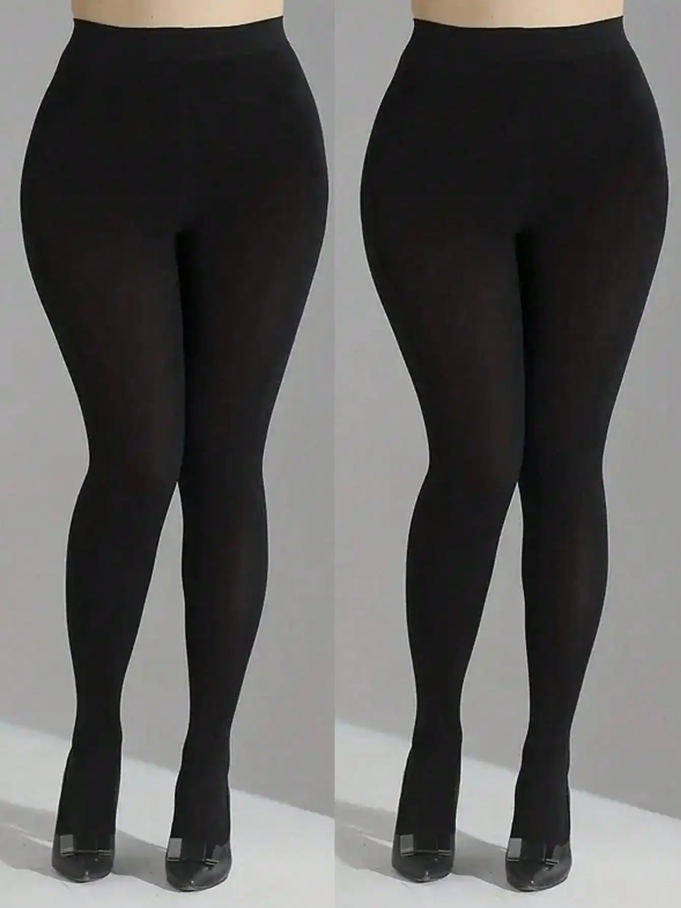 

2 Pairs 80D High-Waist Skinny Leggings, Stretchy & Opaque, Plus Size Up to 300lbs