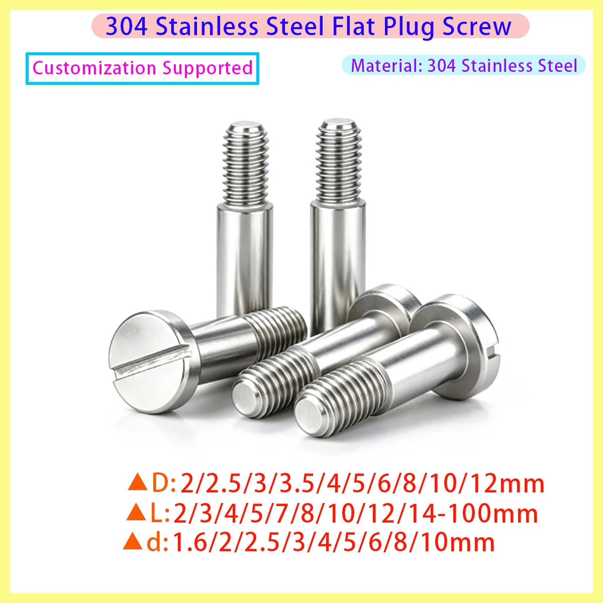 304 Stainless Steel Bearing Bolt M1.6 M2 M2.5 M3 M4 M5 M6 M8 M10 Slotted Positioning Shoulder Step Screw