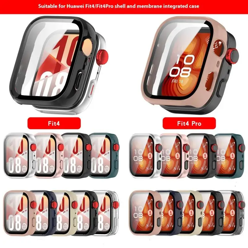 

Стекло + чехол для часов Fit 4/4 Pro, защитная пленка из закаленного стекла и жесткий защитный бампер для ПК, аксессуары Fit4