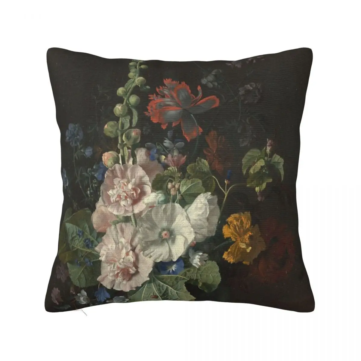 Jan Van Huysum - Hollyhocks And Pillow Cover Decorative Cushion Decorative Pillowcase Pillow Case Pillow Cover