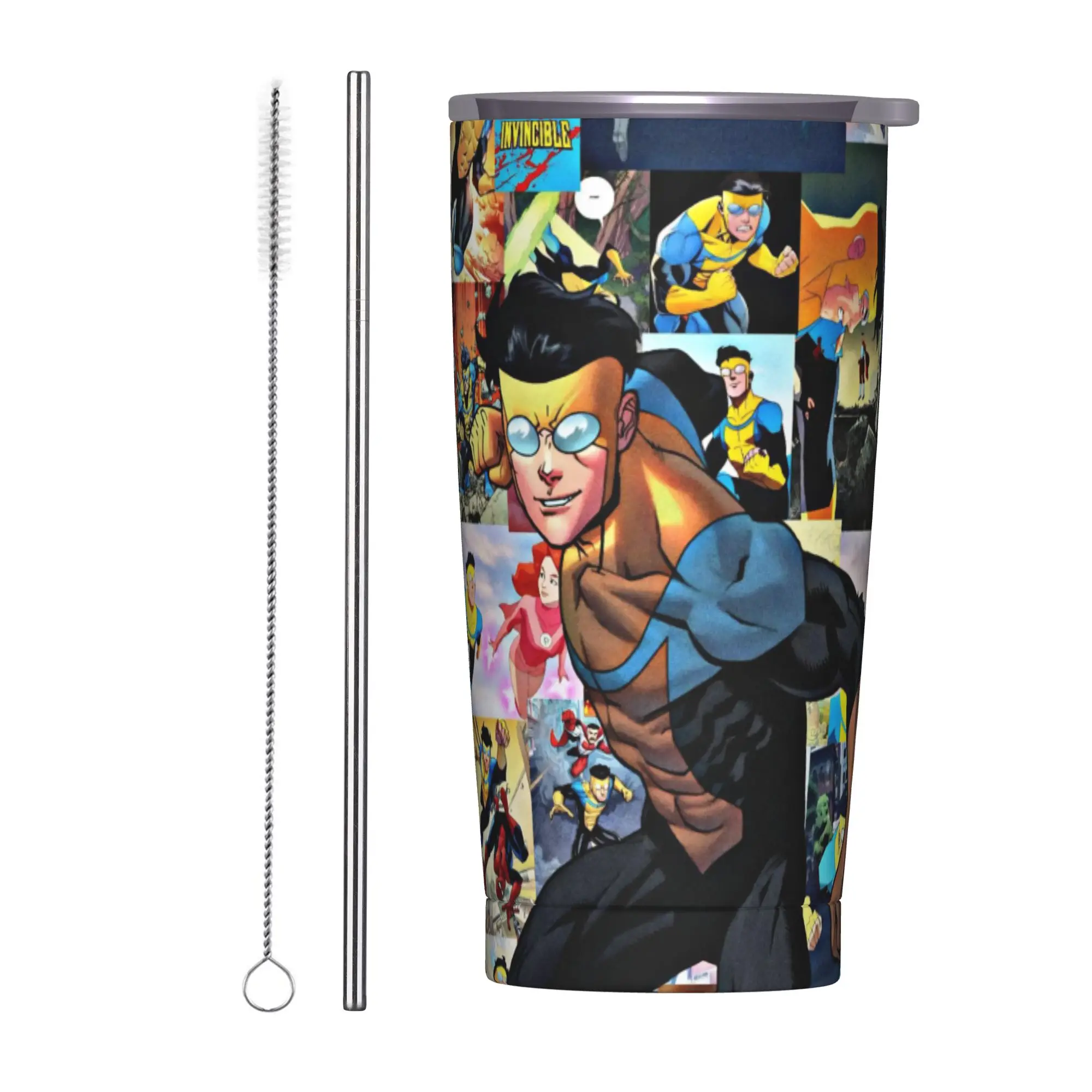 Invincibles Comic Tumbler Vacuum Insulated  Thermal Cup Stainless Steel Double Wall Mugs Water Bottle 20oz