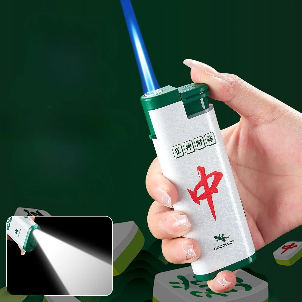 

Большая емкость, прямая пожарная ветрозащитная бутановая зажигалка с синим пламенем, инструмент для зажигания сигарет для кемпинга, осветительные зажигалки для мужчин