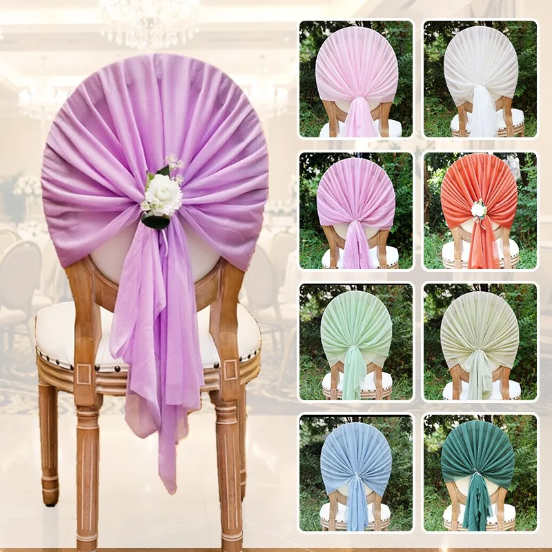 

6/12pcs Wedding Chair Back Decor Chair Sash Sheer Tulle Chair Back Cover for Outdoor Wedding Party Birthday Banquet Decoration