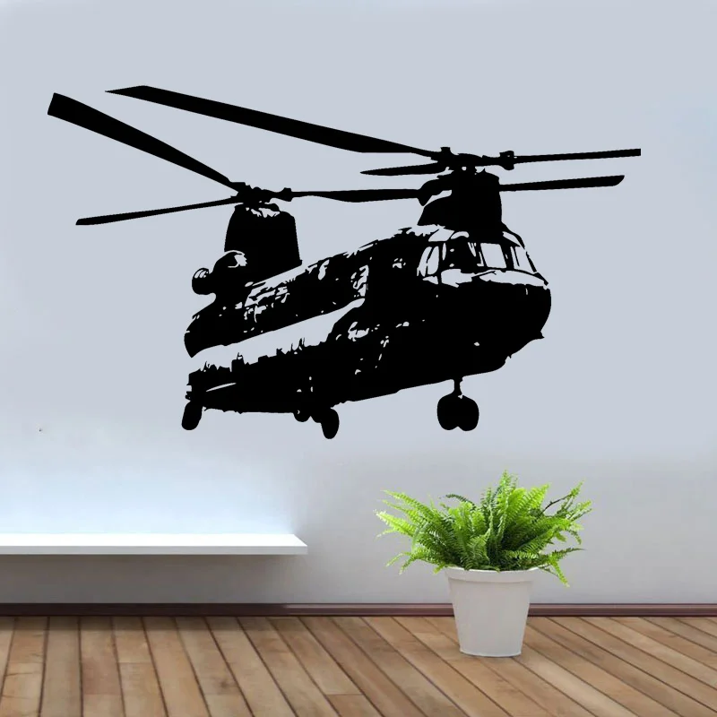 Helicopter Apache Army War Soldier Wall Sticker Vinyl Home Decor Boys Room Man\'s Decoration Decals Removable Airplane Mural 4880