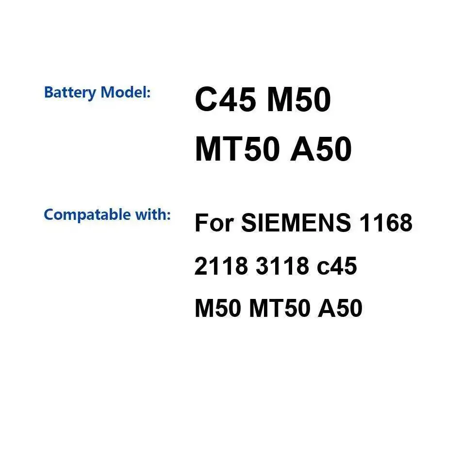 

For Siemens 1168 2118 3118 High Compatibility 950Mah C45 M50 MT50 A50 Mobile Phone Battery