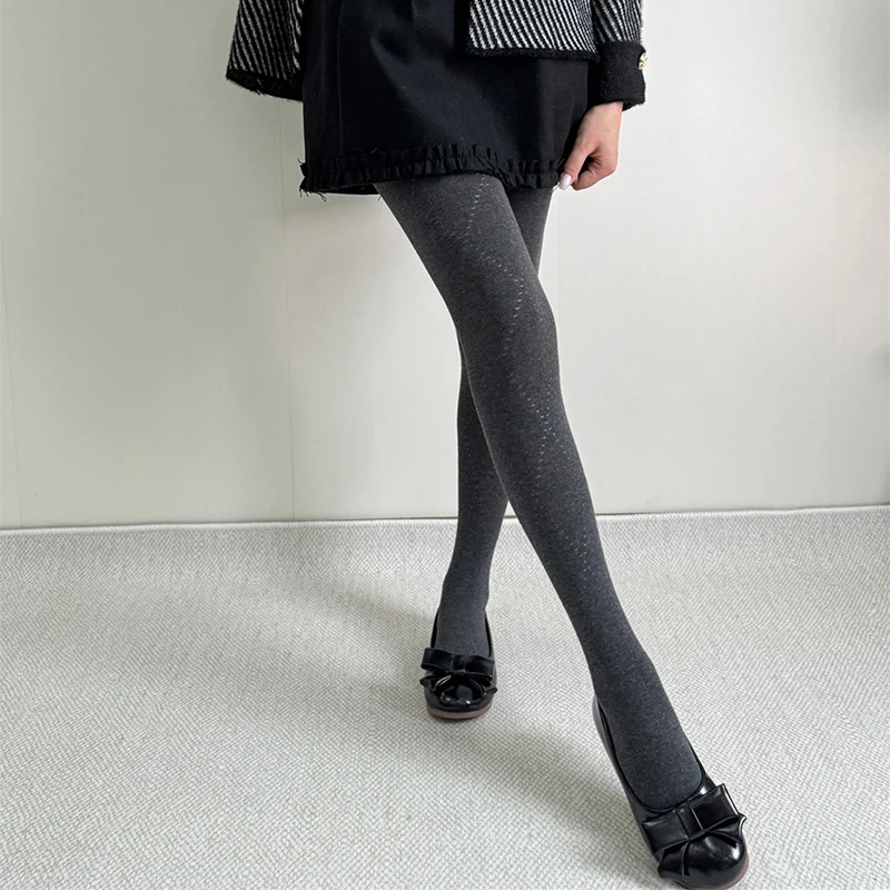 Autumn Winter Diamond Grid Knitted Female Long Socks Cotton Skinny Warm Sexy Pretty Leg Pantyhose Elastic Hollow Tights Leggings