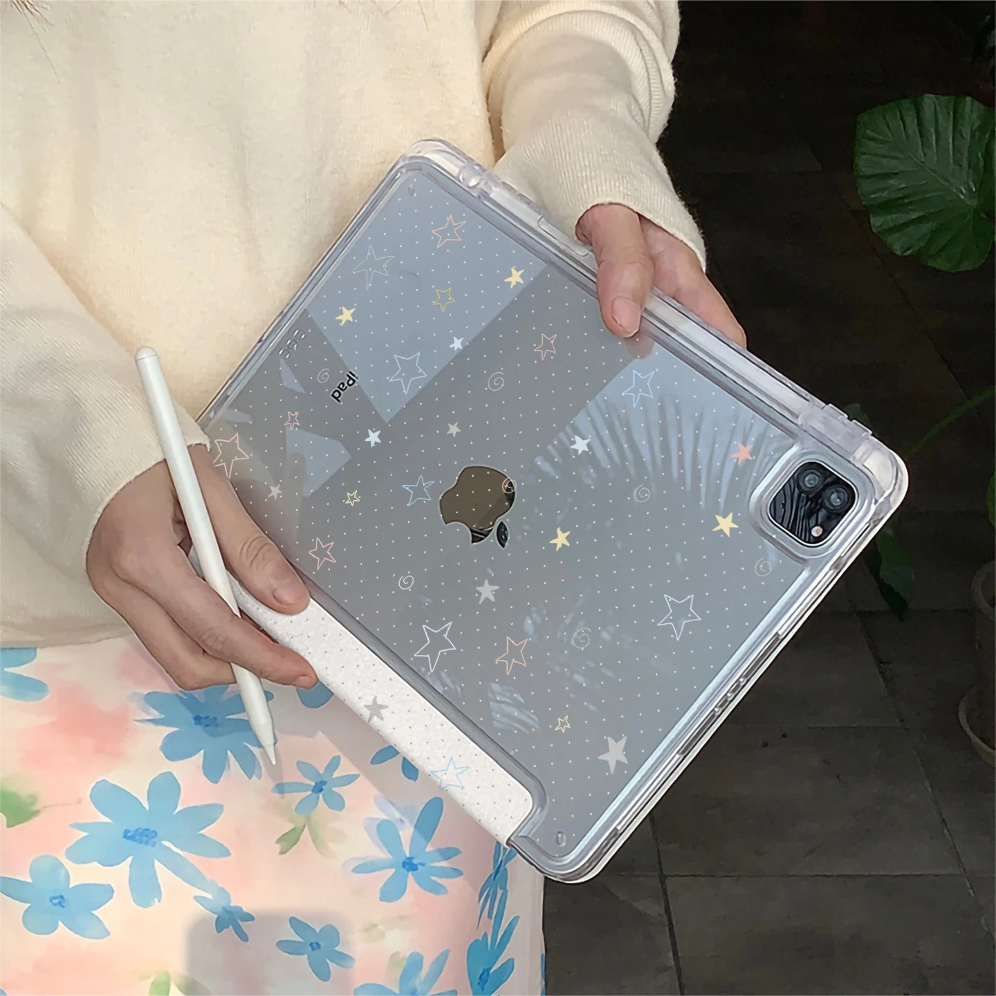 Simple Star Polka Dot Y-Fold Tablet Case For iPad Pro 11 12.9 13 A16 M2 M4 M3 M5 Shell 5/6/7/8/9/10/11th Mini Air 3 4 5 6 Cover