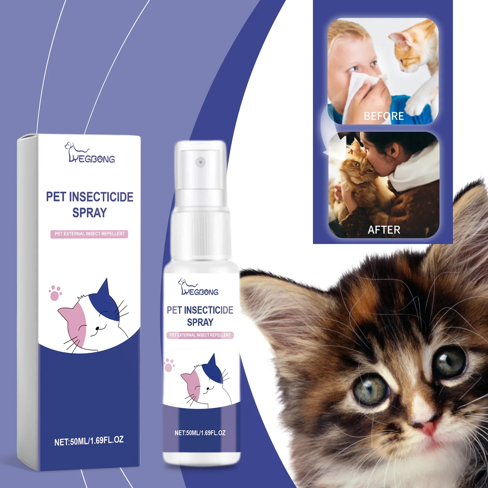 YEGBONG Pet Deodorant Spray, Cat and Dog Flea Liquid Deodorant Body Deodorant Deodorant Spray