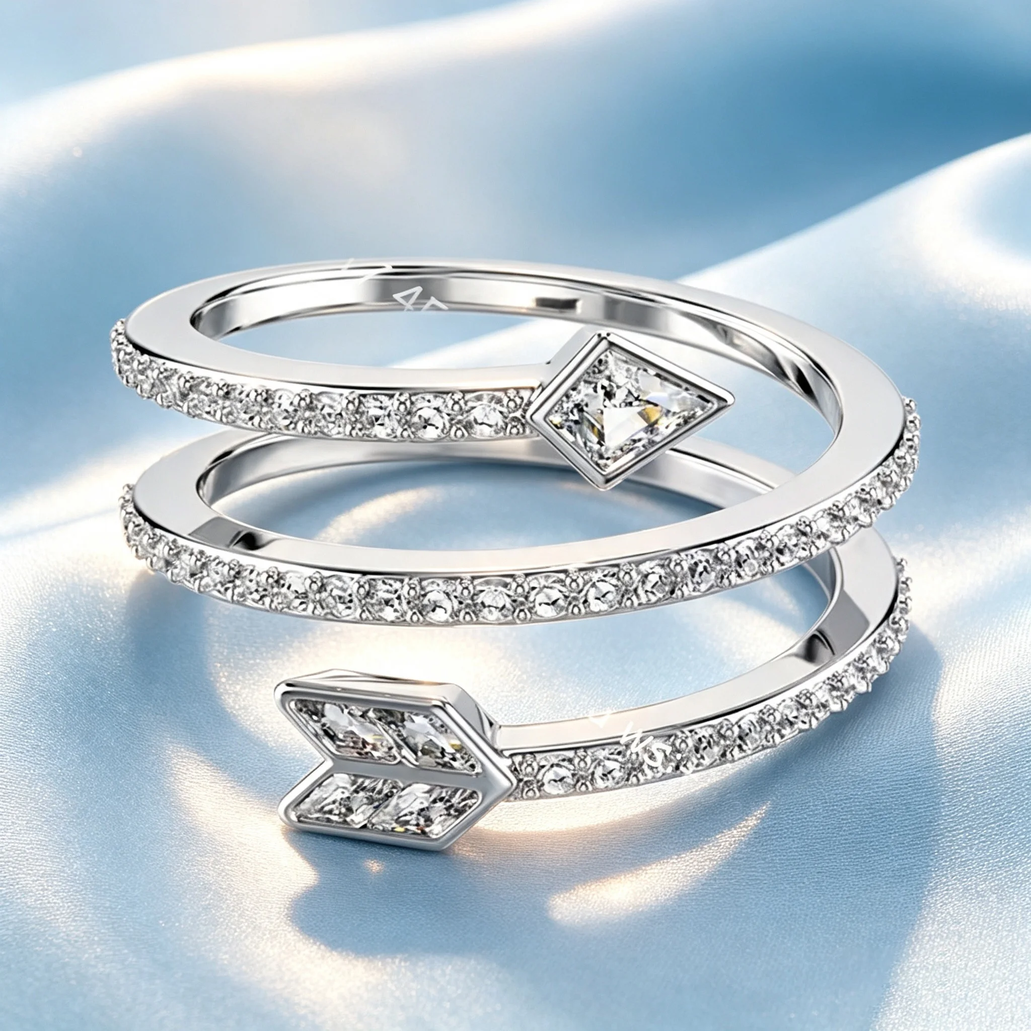 Women's Multilayer Stackable Open CZ Butterfly Floral Ring