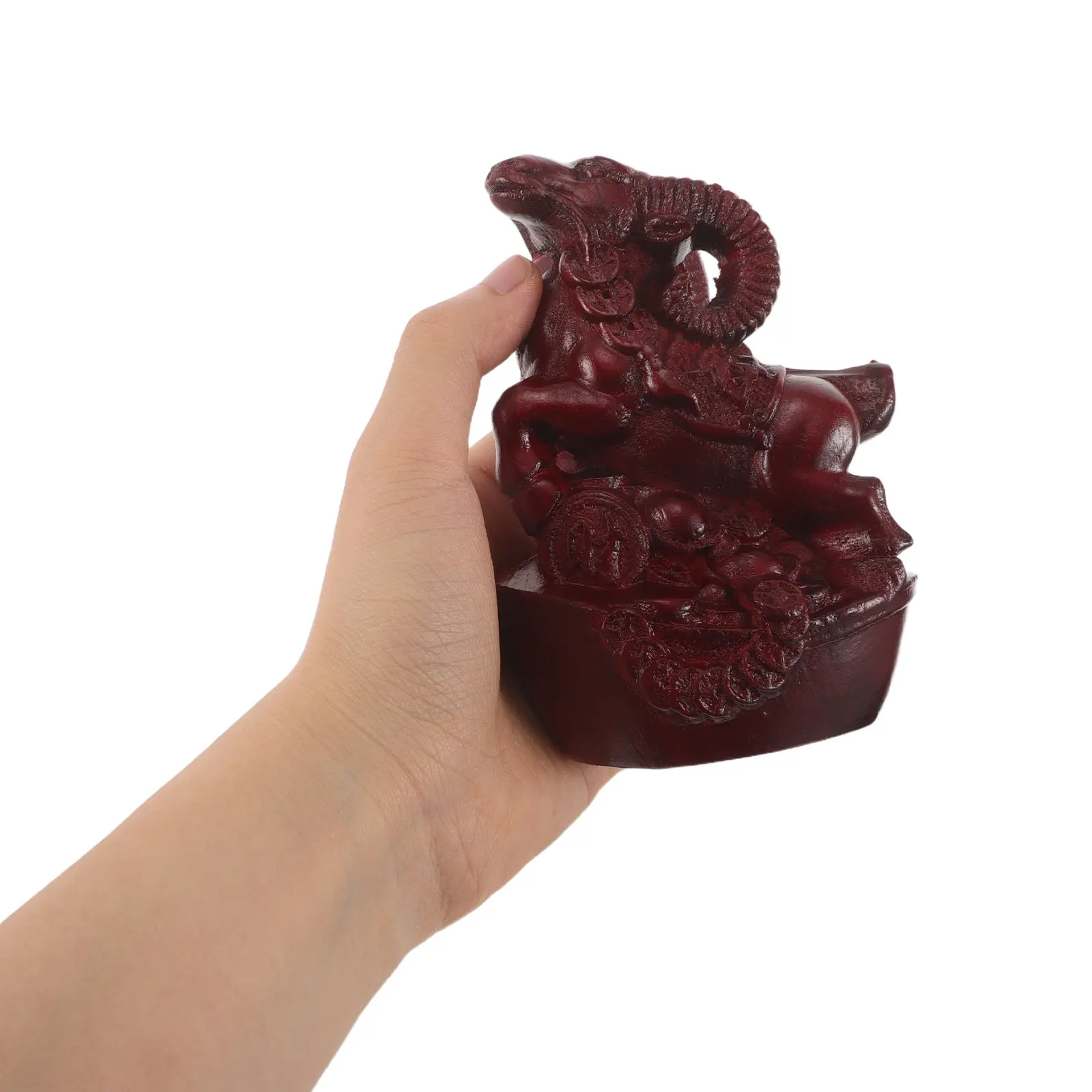 Chinese Zodiac Goat Statue New Year Sheep Sculpture Ingot Coin Lucky Wealth Lamb Decor Bookshelf Desktop Display 4.6x3.3 Inch