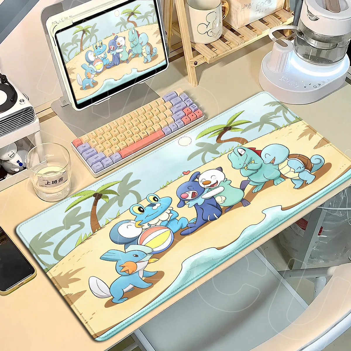 E-sport Gamer Locking Edge Table Mat Office Ergonomics Mouse Pad Oshawott Pokemon Hot Anime Style Masupad Extended Rubber Carpet