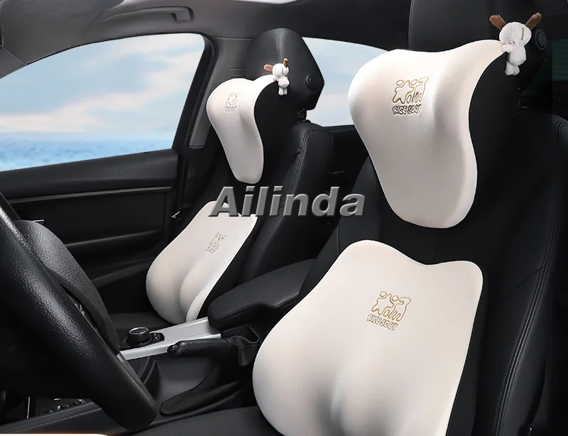 Car headrest, neck pillow, waist rest, high-end car seats for cars, a pair of cervical spine pillows, memory cotton car pillows