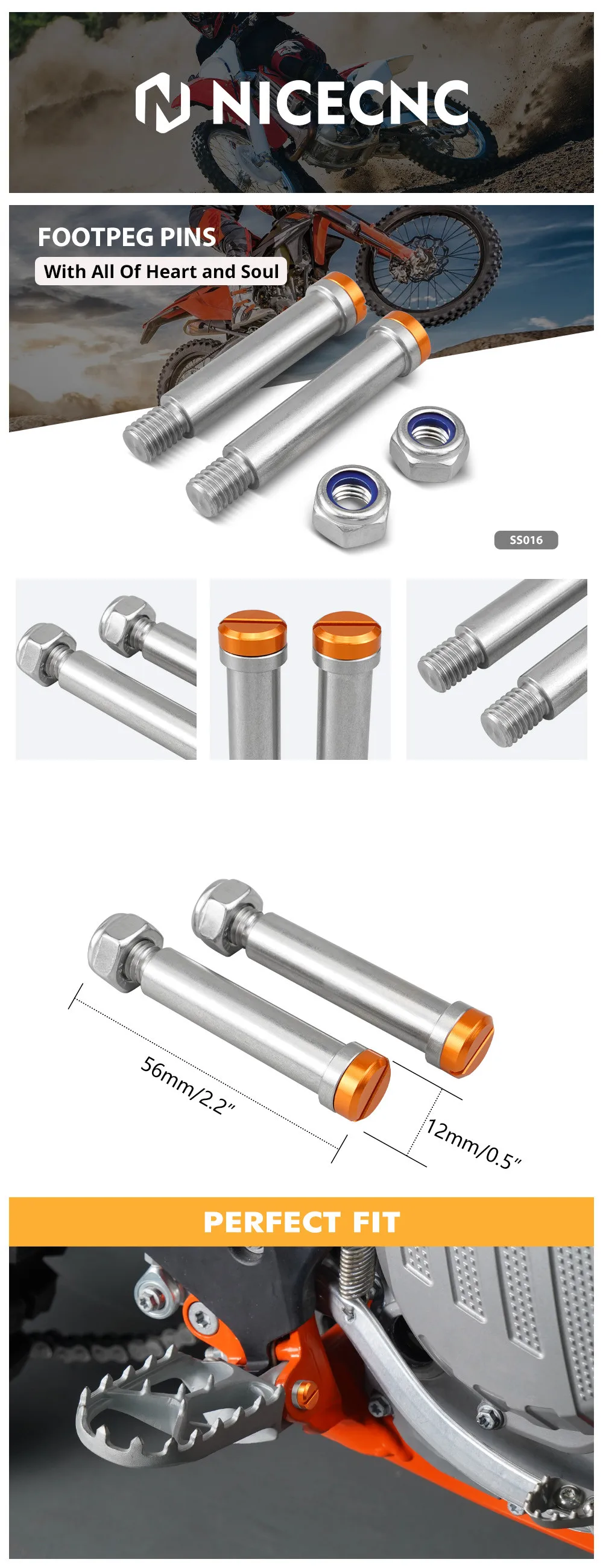 (EU-Lager) Für KTM 790 890 Adventure 990 1090 1190 1290 Adventure Motorrad Fußrasten Fußstützenstifte 690 Enduro R 690 SMC 2004-2022 – Detail 2