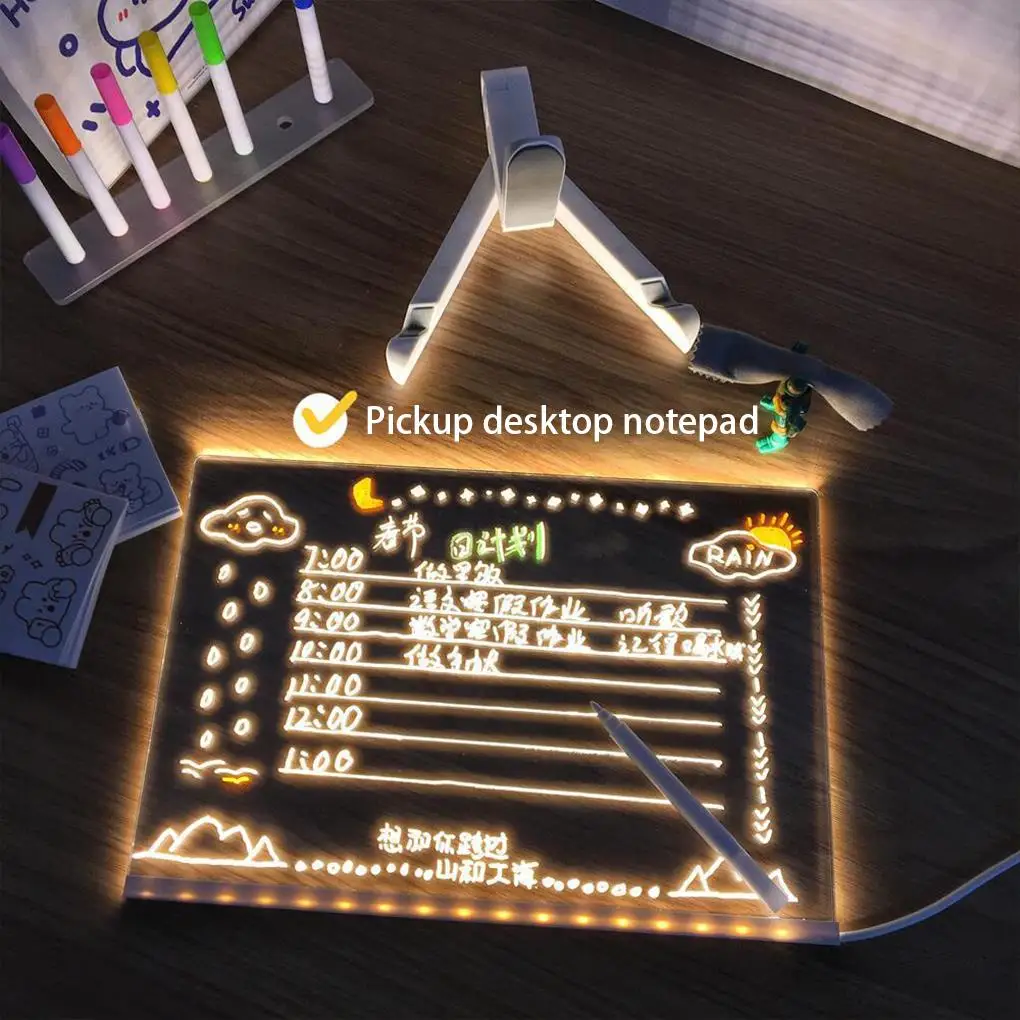 Drawing Note Board Lamp Glowing Acrylic Writing Painting Night Light Decoration Bedside Rewritable Decor Personalized