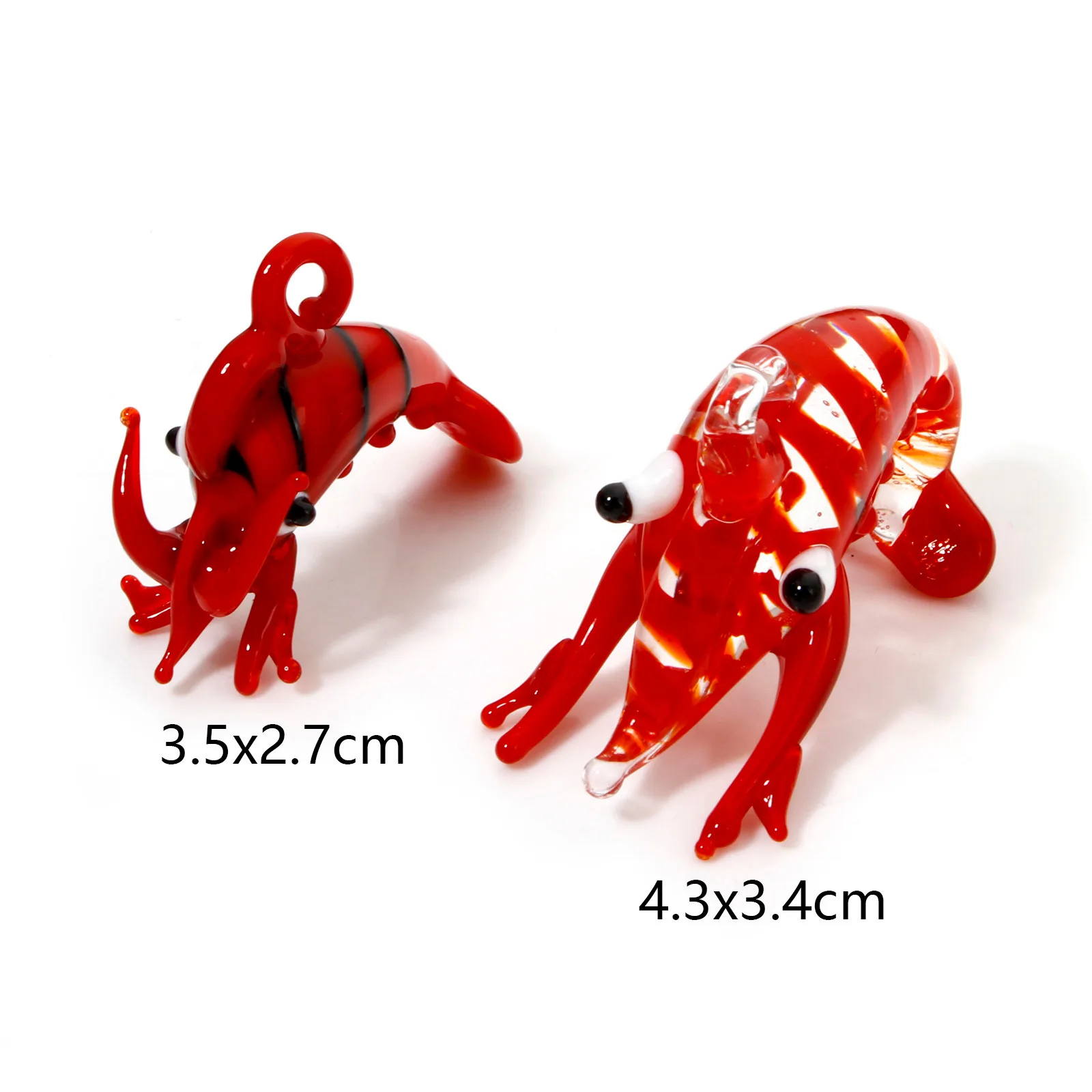 1Piece 3D Red Lobster Lampwork Glass Pendant Charms DIY Making Necklace Jewelry Tiny Statue Ornaments Aquarium Decor Accessories