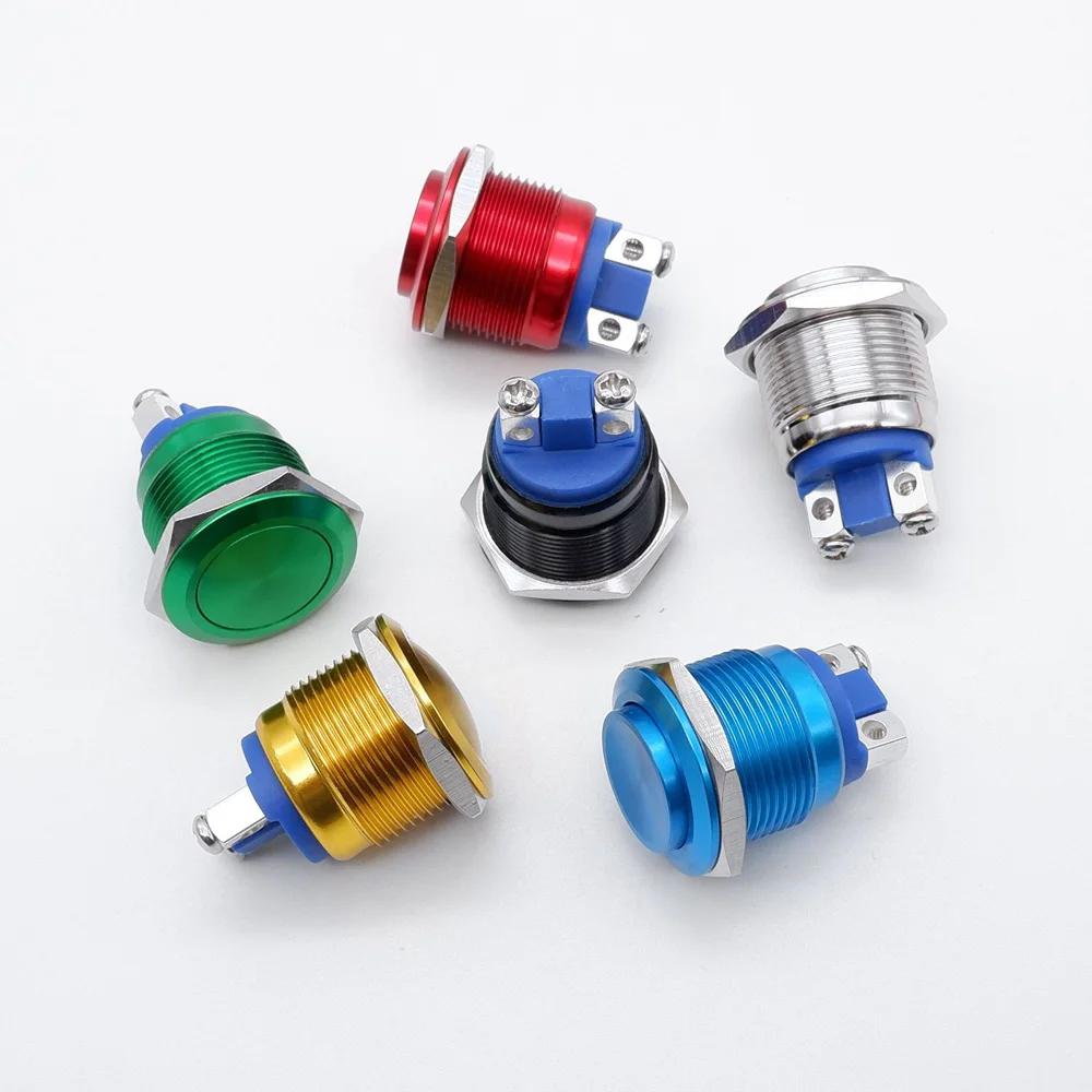 16mm 19mm 22mm Metal Button Switch Oxygen Screw Self Resetting Button Horn Doorbell NO Normal Open Switches Red Blue Green