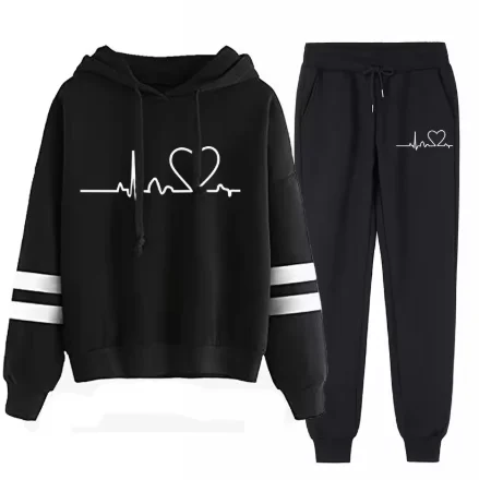 2026Women's winter two-piece sports outfit set (one-piece garment with print pattern) + trousers; Women's sportswear; Women's sp