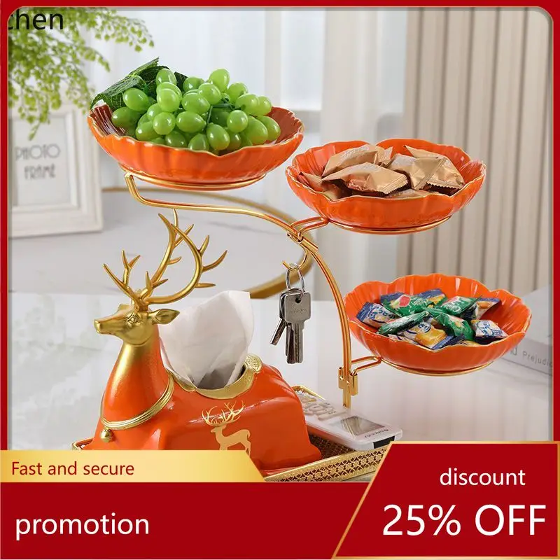 

Новая керамическая фруктовница Zml из кованого железа - многоярусная сервировочная тарелка для журнального столика в гостиной, для закусок и сухофруктов