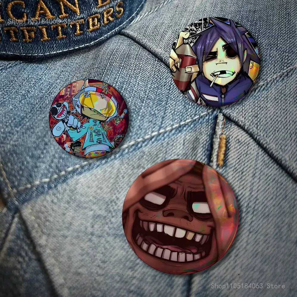 Noodle G-Gorillaz Creative Round Badge Button Pin Bag Decor Fans Collection Friends Gift Brooch