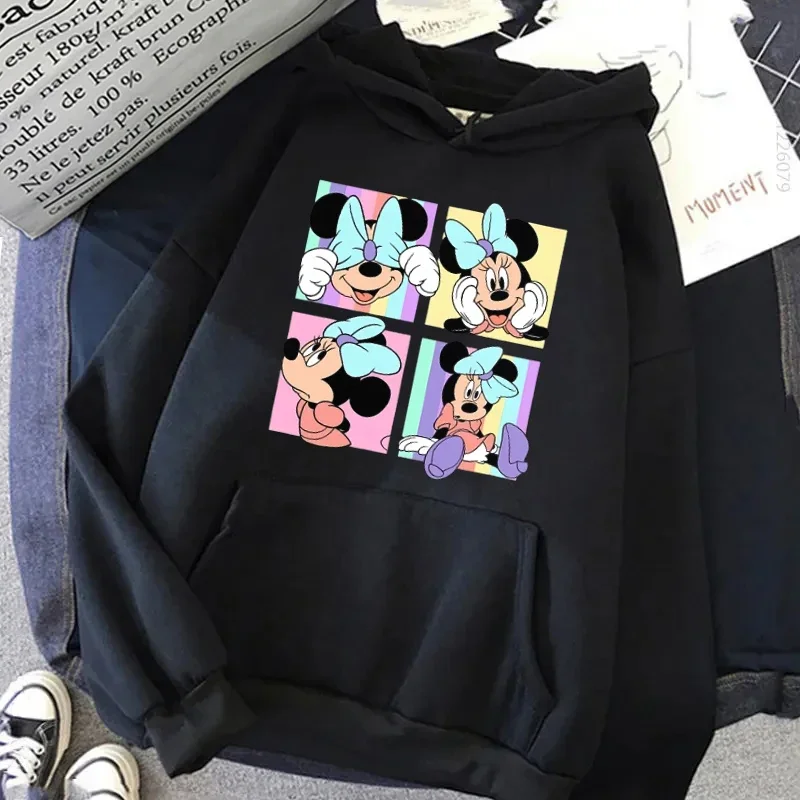 Women Hoodies Minnie Mouse Casual Sweatshirt Kawaii Mickey Disney Hoodies Female Cartoon Casual Clothing Streetwear Pullover Top