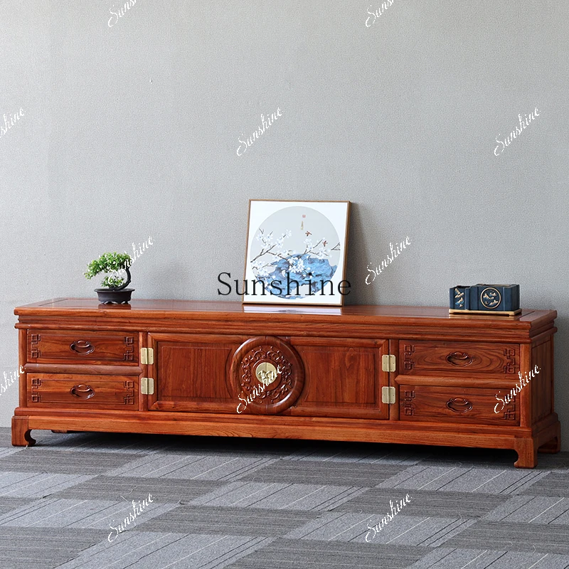 New Chinese solid wood TV cabinet Old elm small apartment floor cabinet Living room antique furniture FT