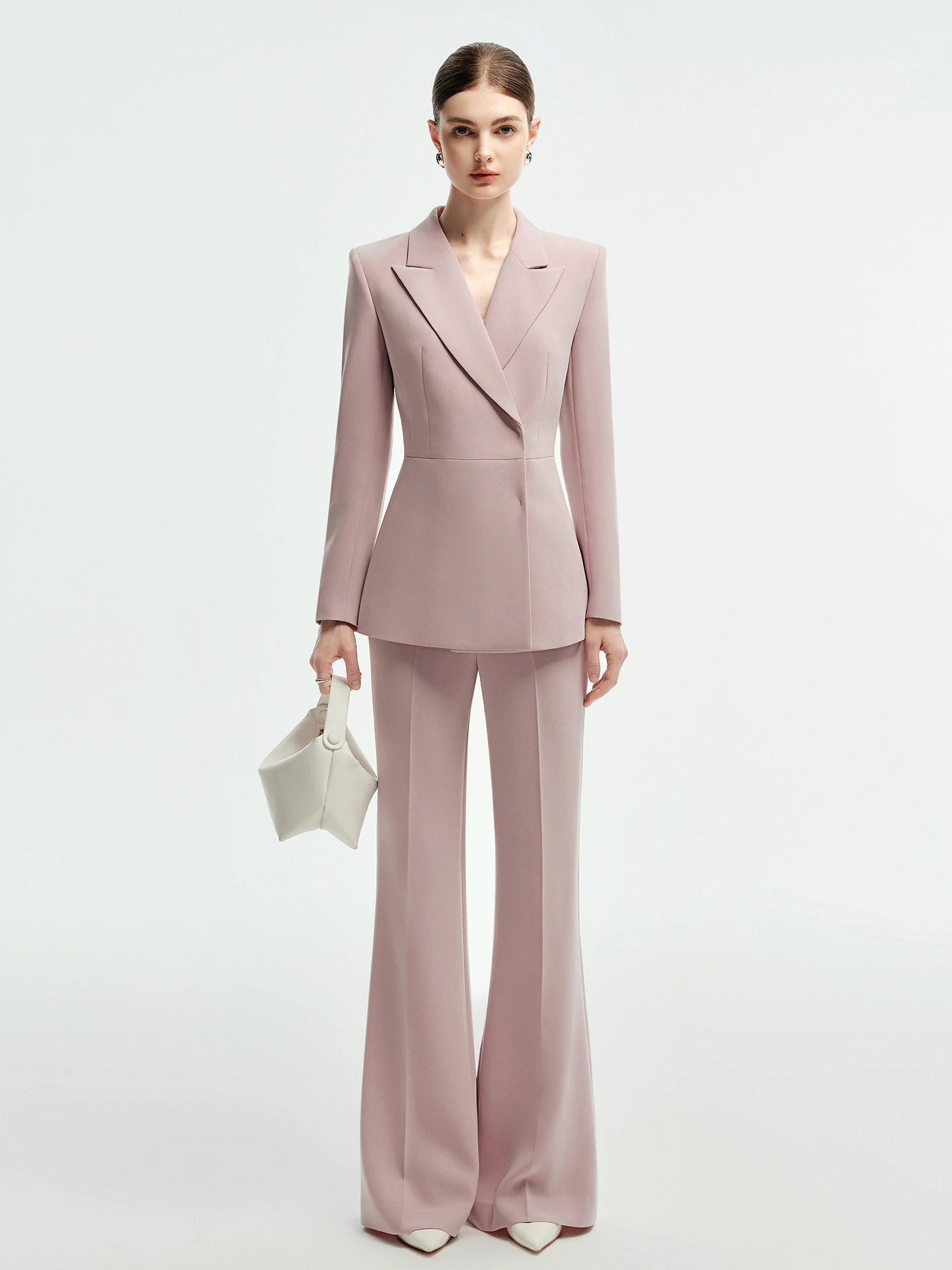 

Elegant Women's Suit Set High Waist Flared Pants Formal Broadcast Host Exam Performance Fashion Autumn Workwear Ensemble