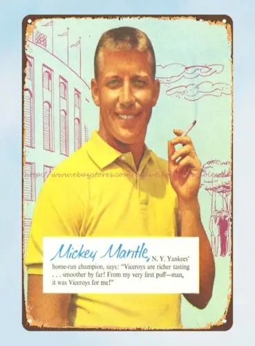 1957 tobacco Baseball Athlete Mickey Mantle tin sign plaques sale