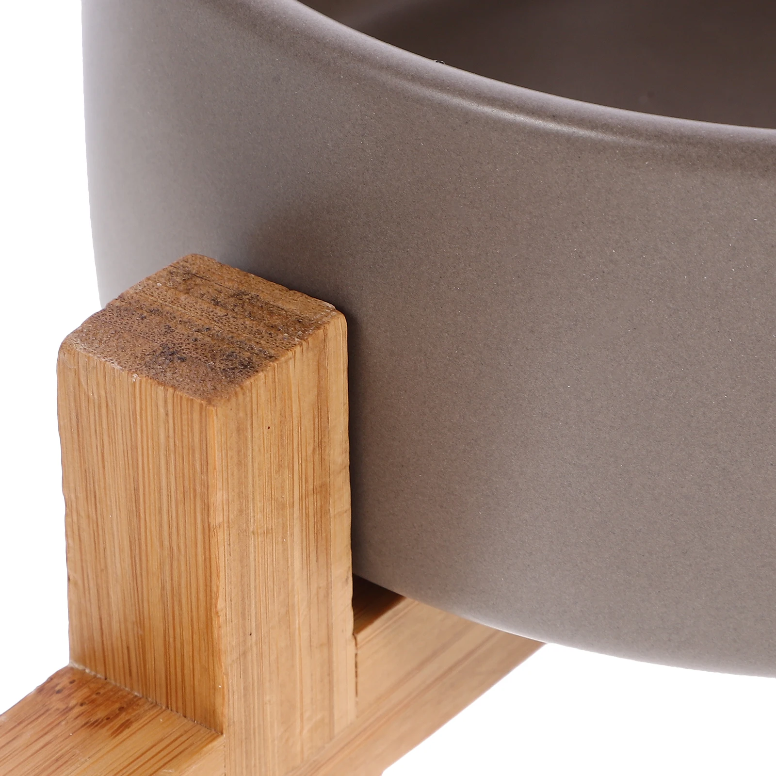 

Ceramic Dual Bowls Wooden Stand Anti slip Cat Dog Feeding Water Bowls Black White Medium Size Stable Pet Supplies