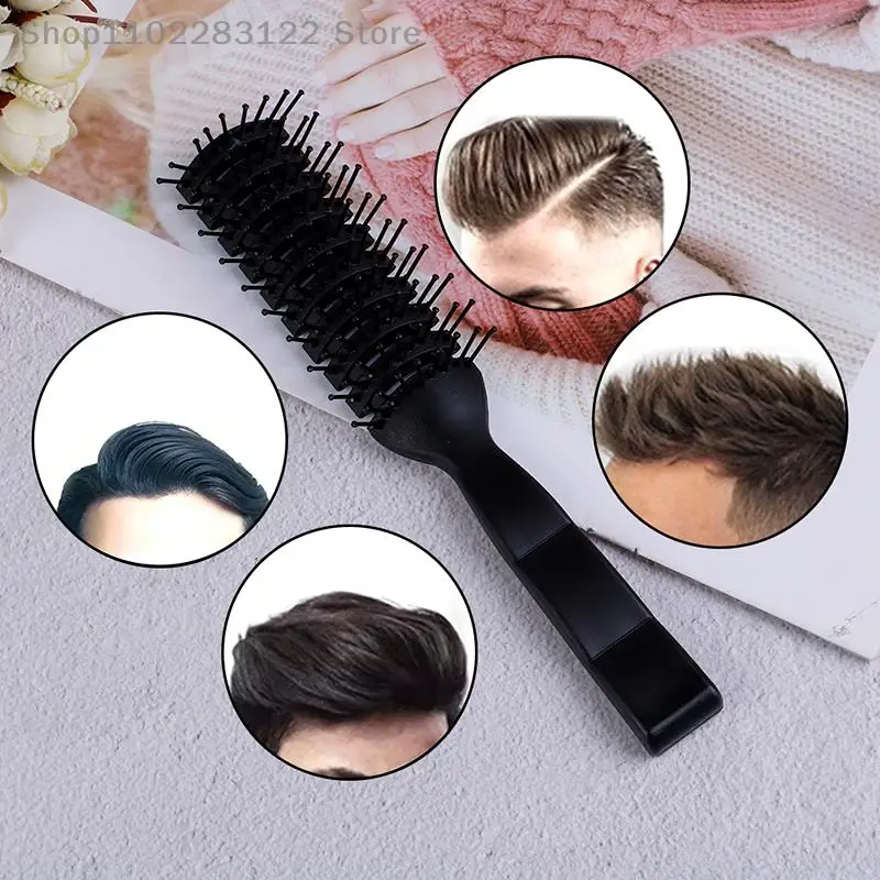 1Pcs Black Resin Vent Anti-Static Hair Styling Ribs Comb For Men Barber Hairdressing Massage Brush