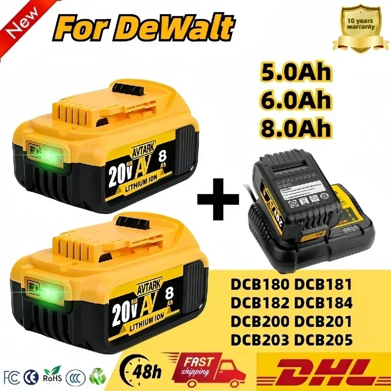 For Dewalt Cordless/Rechargeable DCB120 Lithium ion Batteries 20V 9.0Ah Battery DCB124 DW089LG DCD701F2 Power Tools/Laser Level