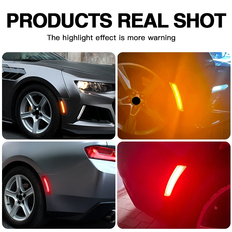 

For Chevrolet Chevy Camaro 2016 2017 2018 2019 2020 Front Amber Rear Red LED Side Marker Turn Siganl Light Indicator Lamp
